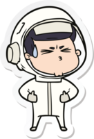 sticker of a cartoon stressed astronaut png