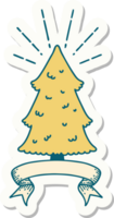 sticker of a tattoo style pine tree png