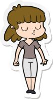 sticker of a cartoon indifferent woman png