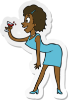 klistermärke av en tecknad kvinna med drink png