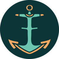 iconic tattoo style image of an anchor png