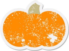 autocollant grunge de courge de citrouille de dessin animé png