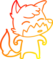 warm gradient line drawing of a cartoon fox png