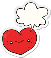 cuore cartone animato personaggio con discorso bolla etichetta png