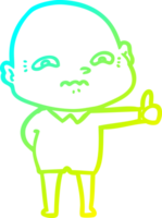 cold gradient line drawing of a cartoon nervous man png