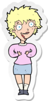 sticker of a cartoon excited woman png