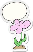 tekenfilm bloem met toespraak bubbel sticker png