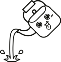 line drawing cartoon of a pouring kettle png