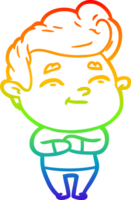 Regenbogen Gradient Linie Zeichnung von ein glücklich Karikatur Mann png
