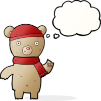 cartoon waving teddy bear with thought bubble png