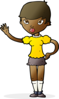 cartoon woman waving png