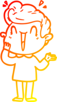 warm gradient line drawing of a cartoon excited man png