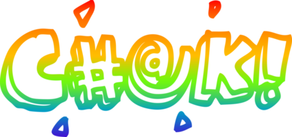 rainbow gradient line drawing of a cartoon swear word png
