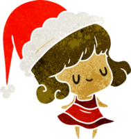 hand drawn christmas retro cartoon of kawaii girl png