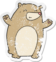 autocollant en détresse d'un ours heureux de dessin animé png