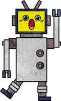 retro grunge texture cartoon of a robot png