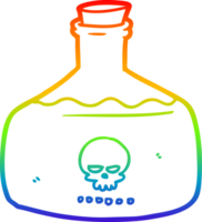 rainbow gradient line drawing of a cartoon vial of assassin poison png