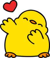cartoon of a cute baby bird with love heart png