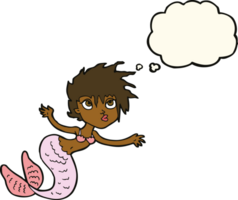 cartoon mermaid with thought bubble png