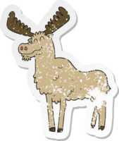 retro distressed sticker of a cartoon moose png