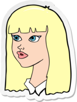 sticker of a cartoon pretty girl with long hair png