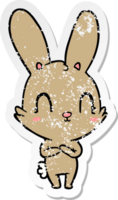 autocollant en détresse d'un lapin de dessin animé mignon png