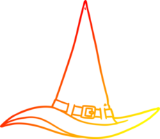 warm gradient line drawing of a cartoon witch hat png