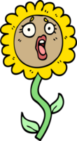 hand drawn doodle style cartoon shocked sunflower png