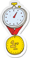 sticker of a cartoon stopwatch and medal png