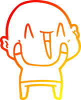 warm gradient line drawing of a happy cartoon bald man png