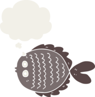 cartoon flat fish with thought bubble in retro style png