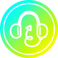 Musik- Kopfhörer mit Teufel Schwanz kreisförmig Symbol mit cool Gradient Fertig png