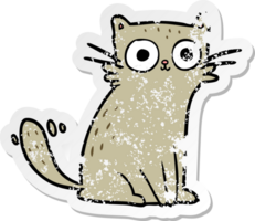 distressed sticker of a cartoon cat png