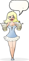 tekenfilm bier festival meisje met toespraak bubbel png