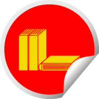 circular peeling sticker cartoon of a of books png