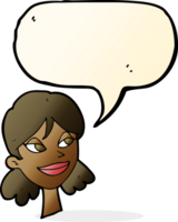 cartoon happy female face with speech bubble png