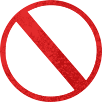 retro illustration style cartoon of a not allowed sign png