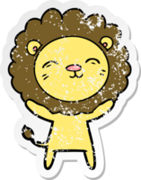 distressed sticker of a cartoon lion png