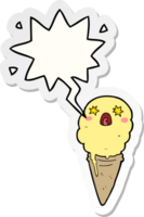 cartoon shocked ice cream with speech bubble sticker png