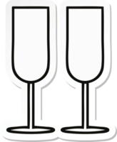 sticker of a cute cartoon champagne flutes png