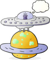 hand drawn thought bubble cartoon flying saucer png