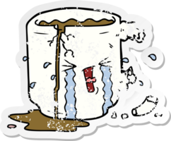 distressed sticker of a cartoon broken mug png