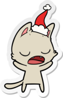 falando gato mão desenhado adesivo desenho animado do uma vestindo santa chapéu png