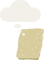 cartoon biscuit with thought bubble in retro style png