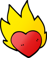 Cartoon-Doodle flammendes Herz png