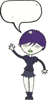 cartoon vampire girl waving with speech bubble png