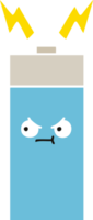 flat color retro cartoon of a battery png