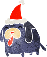 main tiré Noël rétro dessin animé de kawaii chien png