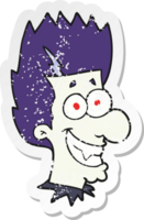 retro distressed sticker of a cartoon grinning vampire png