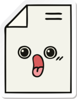 sticker of a cute cartoon sheet of paper png